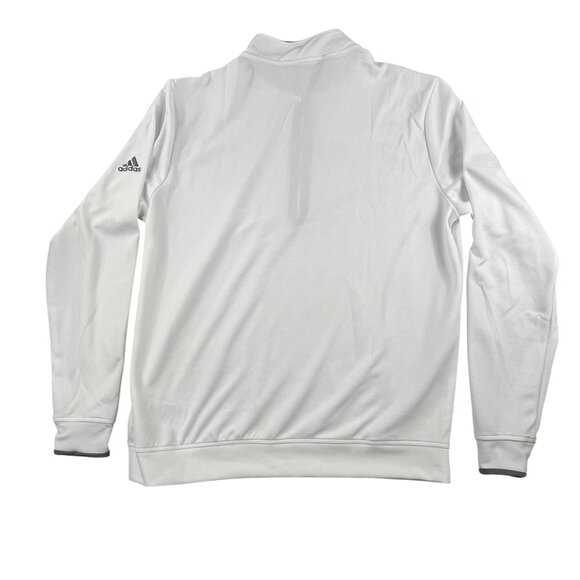 Adidas Sweatshirt Mens medium White Lightweight QTR Zip Pullover Freightliner - Picture 2 of 11